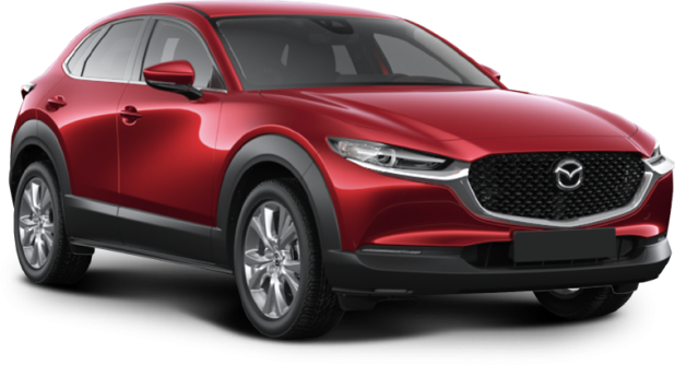 Mazda CX-30 в цвете soul red